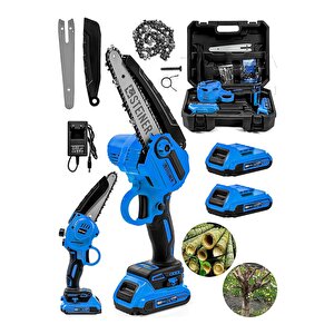 Alman 198 Vf 10 Ah 25 Cm Bakır Sargılı Akülü Dal Kesme Budama Testere Bıçkı Makinesi Mavi