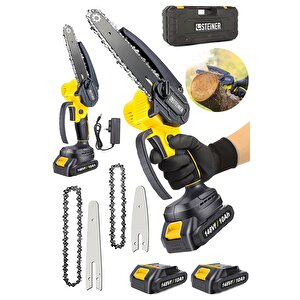 Alman 148 Vf 10 Ah %100 Kömürsüz Motor Akülü Dal Kesme Budama Testere Bıçkı Makinesi 15 Cm Sarı