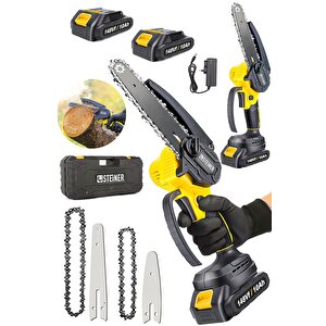 Alman 148 Vf 10 Ah %100 Kömürsüz Motor Akülü Dal Kesme Budama Testere Bıçkı Makinesi 15 Cm Sarı