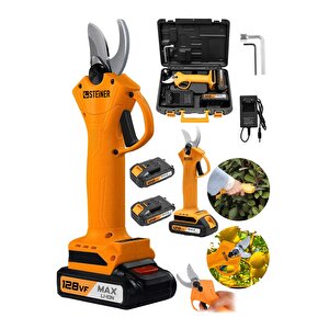 Alman 128 Vf 10ah Profesyonel Çift Akülü Bağ Makası Dal Budama Kesme Makası Makinesi Çantalı Turuncu