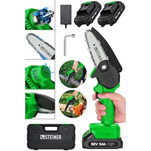 Alman Pro 88 V 5 Ah ( Çift Akülü ) Dal Budama Kesme Testere Bıçkı Makinesi Çantalı 10 Cm Pala