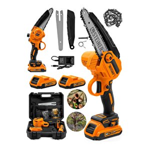 Alman 198 Vf 10 Ah 25 Cm Bakır Sargılı Akülü Dal Kesme Budama Testere Bıçkı Makinesi Turuncu