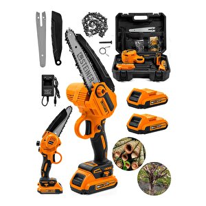 Alman 198 Vf 10 Ah 25 Cm Bakır Sargılı Akülü Dal Kesme Budama Testere Bıçkı Makinesi Turuncu