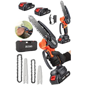 Alman 148 Vf 10 Ah %100 Kömürsüz Motor Akülü Dal Kesme Budama Testere Bıçkı Makinesi 15 Cm Turuncu