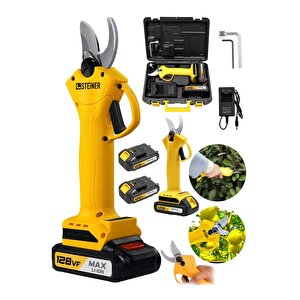 Alman 128 Vf 10 Ah Profesyonel Çift Akülü Bağ Makası Dal Budama Kesme Makası Makinesi Çantalı Sarı