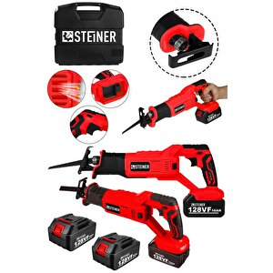128 Vf 10ah Kömürsüz Motor Kemik Ahşap Demir Kesme Tilki Kuyruğu Akülü Testere Makinesi Krmzı