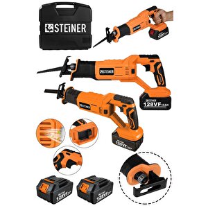 Alman 128 Vf 10ah Kömürsüz Motor Kemik Ahşap Demir Kesmetilki Kuyruğu Akülü Testere Makinesi Turuncu
