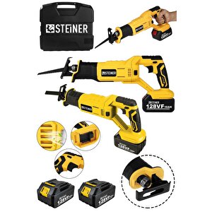 Alman 128 Vf 10 Ah Kömürsüz Motor Kemik Ahşap Demir Kesmetilki Kuyruğu Akülü Testere Makinesi Sarı