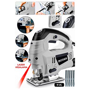 Alman 4600 W Lazerli Sjs Metal Şanzuman 6 Kademe Devirli Pandül Ayarlı Dekupaj Testere Makinesi 5 Uç