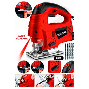 Alman 4600 W Lazerli Sjs Metal Şanzuman 6 Kademe Devirli Pandül Ayarlı Dekupaj Testere Makinesi 5 Uç