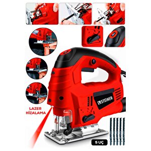 Alman 4600 W Lazerli Sjs Metal Şanzuman 6 Kademe Devirli Pandül Ayarlı Dekupaj Testere Makinesi 5 Uç