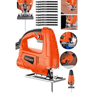 Alman 4000 W Sjs Metal Şanzıman 6 Kademe Devirli Bakır Sargılı Dekupaj Testere Makinesi 10 Uç