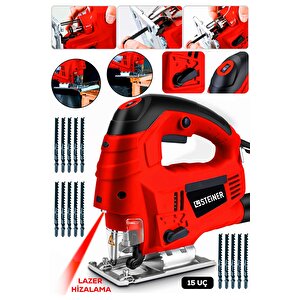 Alman 4600 W Lazerli Sjs Metal Şanzuman 6 Kademe Devirli Pandül Ayarlı Dekupaj Testere Makinesi 15uç
