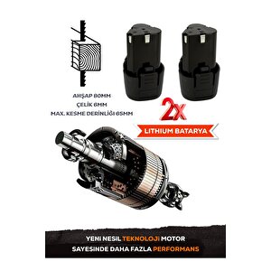 Alman 12 V 3.0 Ah Li-ion Çift Akülü Şarjlı Dekupaj Testere Sarı