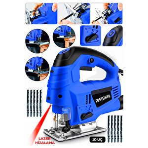 Alman 4600 W Lazerli Sjs Metal Şanzuman 6 Kademe Devirli Pandül Ayarlı Dekupaj Testere Makinesi 10uç