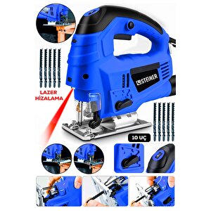 Alman 4600 W Lazerli Sjs Metal Şanzuman 6 Kademe Devirli Pandül Ayarlı Dekupaj Testere Makinesi 10uç