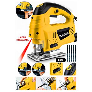 Alman 4600 W Lazerli Sjs Metal Şanzuman 6 Kademe Devirli Pandül Ayarlı Dekupaj Testere Makinesi 5 Uç