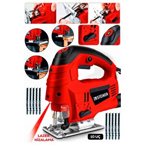 Alman 4600 W Lazerli Sjs Metal Şanzuman 6 Kademe Devirli Pandül Ayarlı Dekupaj Testere Makinesi 10uç