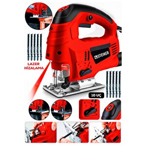 Alman 4600 W Lazerli Sjs Metal Şanzuman 6 Kademe Devirli Pandül Ayarlı Dekupaj Testere Makinesi 10uç