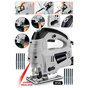 Alman 4600 W Lazerli Sjs Metal Şanzuman 6 Kademe Devirli Pandül Ayarlı Dekupaj Testere Makinesi 10uç