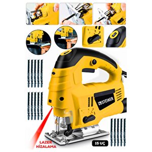 Alman 4600 W Lazerli Sjs Metal Şanzuman 6 Kademe Devirli Pandül Ayarlı Dekupaj Testere Makinesi 15uç