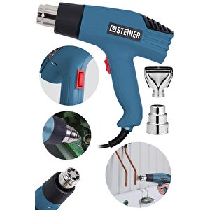 Alman Gt-3000 Watt 2 Kademeli Isı Tabancası Çelik Rezistans Profesyonel Sıcak Hava Üfleme Tabancası