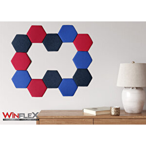 12 Adet Altigen Akusti̇k Kumaş Kapli Panel-(17x20cm)