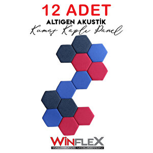 12 Adet Altigen Akusti̇k Kumaş Kapli Panel-(17x20cm)