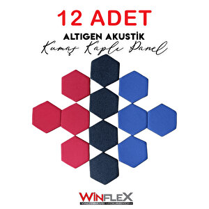 12 Adet Altigen Akusti̇k Kumaş Kapli Panel-(17x20cm)