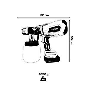 Alman 999vf 20 Ah Li-ion Çift Akülü Şarjlı Boya Makinesi