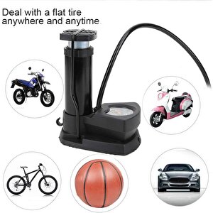 Mini Bisiklet Pompası Göstergeli Taşınabilir Ayak Pompası Motorsiklet Ve Araç Pompası