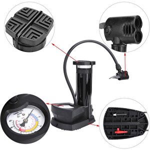 Mini Bisiklet Pompası Göstergeli Taşınabilir Ayak Pompası Motorsiklet Ve Araç Pompası