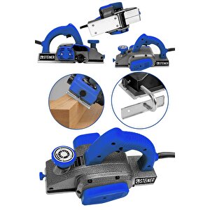 Germany Technology 3400 Watt Metal Şanzıman Çift Bıçaklı Planya Rende Makinesi Mavi