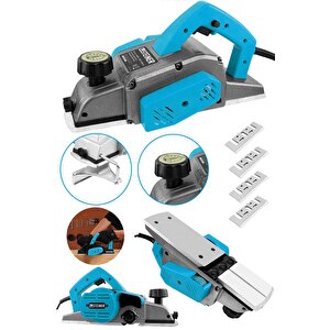 Alman 4200 W Bakır Sargı Metal Şanzıman Motor Korumalı Çift Bıçaklı Planya Rende Makinesi + 4 Bıçak