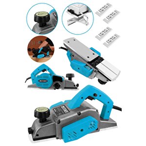 Alman 4200 W Bakır Sargı Metal Şanzıman Motor Korumalı Çift Bıçaklı Planya Rende Makinesi + 4 Bıçak