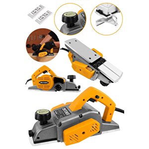 Alman 4200 W Bakır Sargı Metal Şanzıman Motor Korumalı Çift Bıçaklı Planya Rende Makinesi + 2 Bıçak