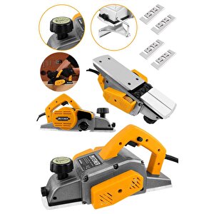 Alman 4200 W Bakır Sargı Metal Şanzıman Motor Korumalı Çift Bıçaklı Planya Rende Makinesi + 4 Bıçak