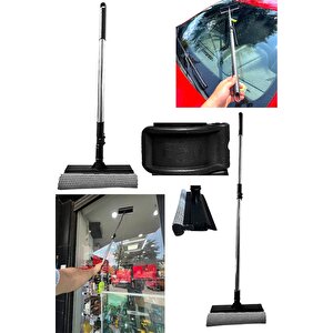 Lüx Çift Taraflı Teleskopik Cam Si̇lme Ve Çekme Mopu Pratik Cam Silme Temizleme
