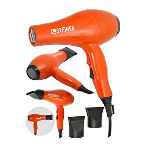 Alman 3600 W Profesyonel Saç Kurutma Makinesi Fön Makinesi Ac Motor Ms-9001 Turuncu + 2 Adet Başlık