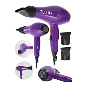 Alman 3800 Watt Profesyonel Saç Kurutma Makinesi Fön Makinesi Ac Motor Ms-9001 Mor + 2 Adet Başlık