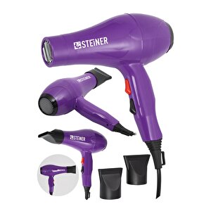 Alman 3600 Watt Profesyonel Saç Kurutma Makinesi Fön Makinesi Ac Motor Ms-9001 Mor + 2 Adet Başlık
