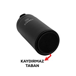 Paslanmaz Çelik Termos 380 Ml Mat Siyah Sıcak Ve Soğuk Tutma Özellikli Termos