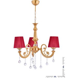 Paris 3'lü Avize Gold/bordo Şapkalı