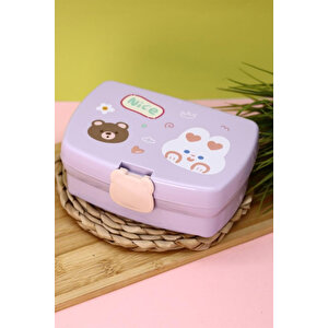 Ecrou Lucky Bear Dikdörtgen Saklama Kabı Lila