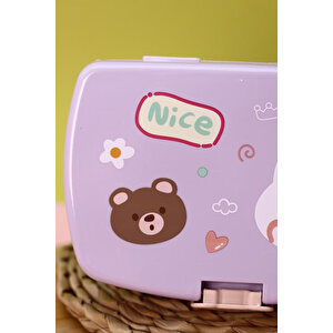 Ecrou Lucky Bear Dikdörtgen Saklama Kabı Lila