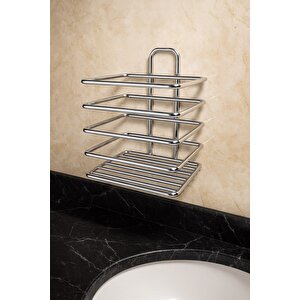 Krom Yapışkanlı Diş Fırçalık - Duvar Tipi, Çok Amaçlı Organizer - Paslanmaz Metal - Dş-01