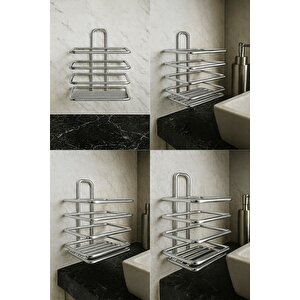 Krom Yapışkanlı Diş Fırçalık - Duvar Tipi, Çok Amaçlı Organizer - Paslanmaz Metal - Dş-01
