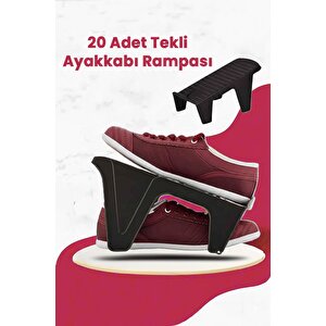 20 Adet Tekli Ayakkabı Rampası, Dolap İçi Düzenleyici, 2 Kat Yer Açan Ayakkabılık Organizer