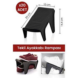 20 Adet Tekli Ayakkabı Rampası, Dolap İçi Düzenleyici, 2 Kat Yer Açan Ayakkabılık Organizer