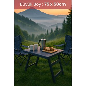 75x50 Cm Büyük Boy Siyah Pratik Katlanabilir Masa – Kamp, Piknik & Balkon İçin Portatif Plastik Sehpa